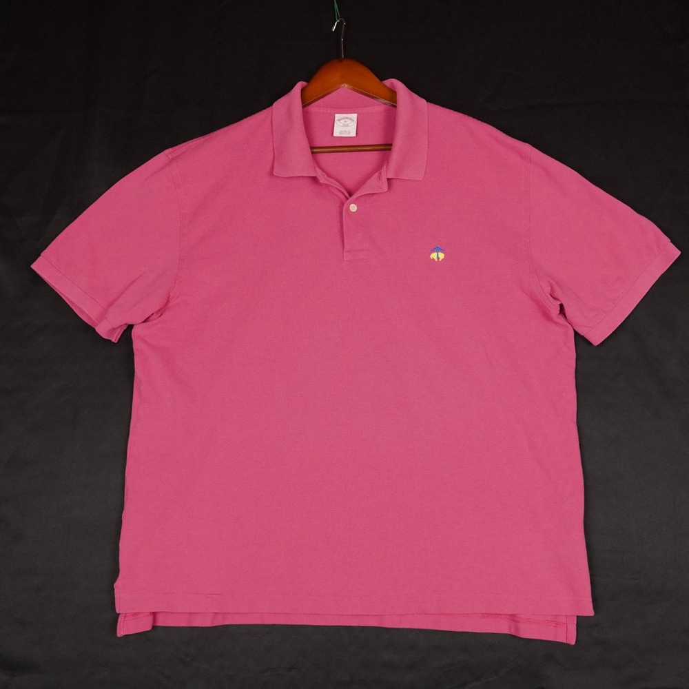 Brooks Brothers Polo Shirt Mens XL Pink Solid Logo Pique Cotton Original Fit